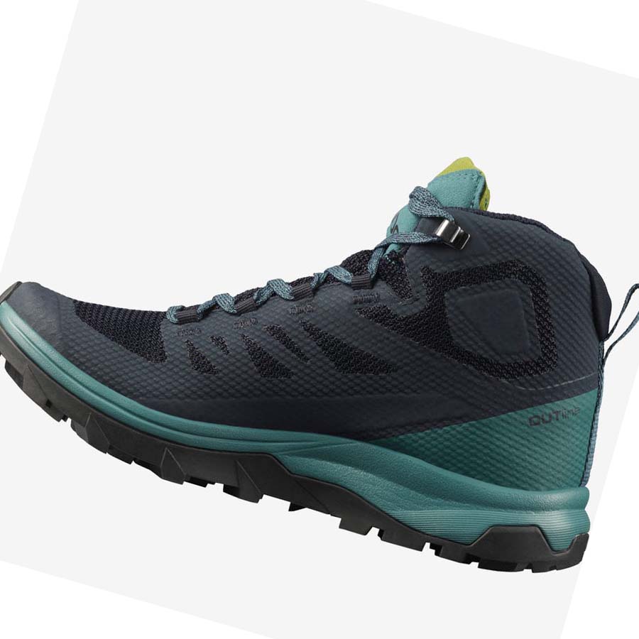 Salomon WoOUTLINE MID GORE-TEX Túracipő Női Fekete Zöld | HU 2834BEX